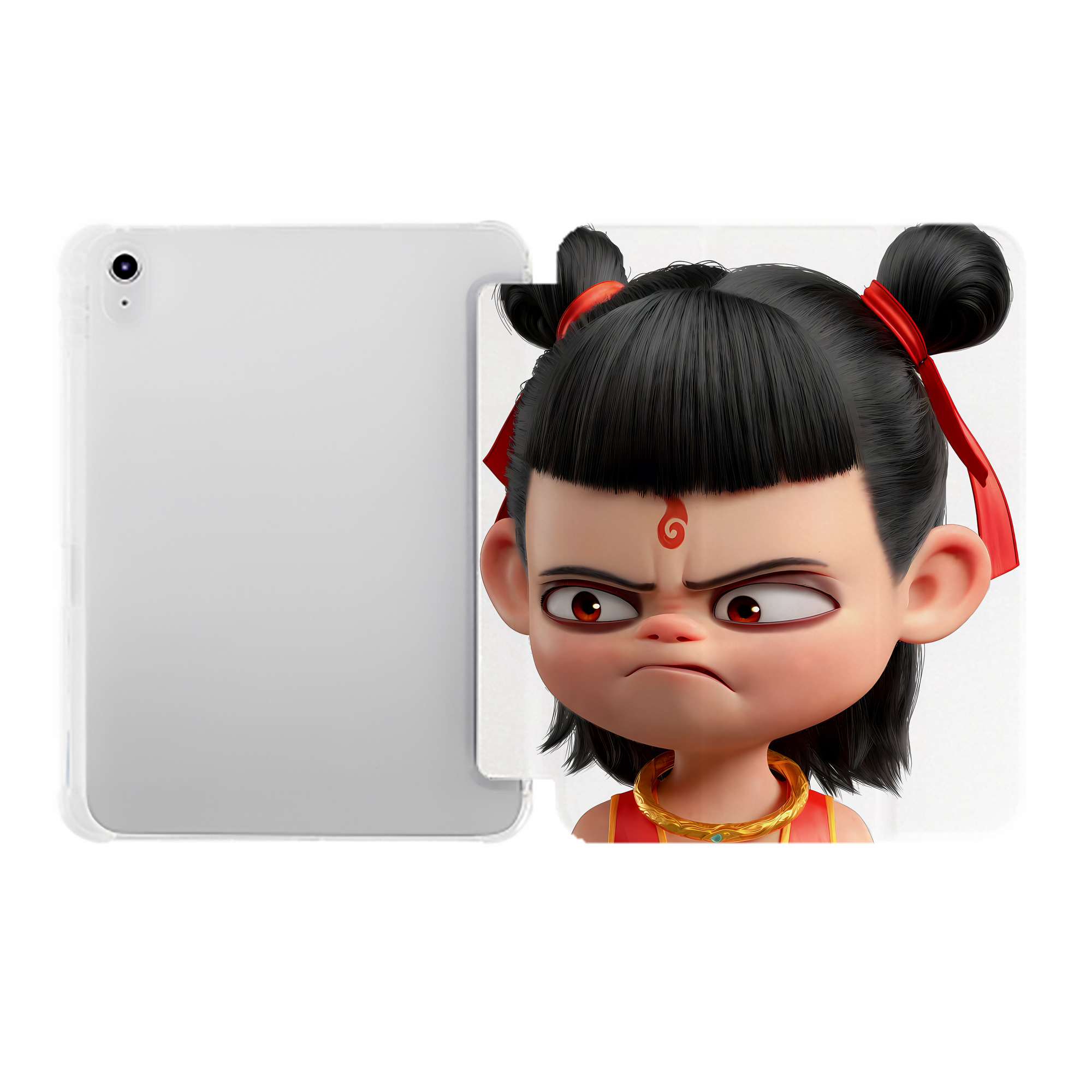 （画像用） Ne Zha 2 ナタ 魔童の大暴れ IPad ケース ペン収納付き 三つ折りスタンド PUレザー×シリコン 対応機種9.5/10.5/10.9インチ